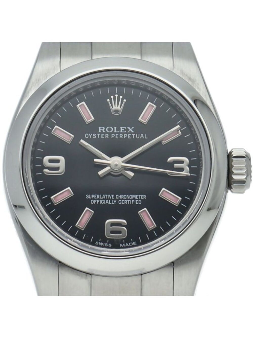 Rolex Oyster Perpetual 26 Watch SS Black Polished